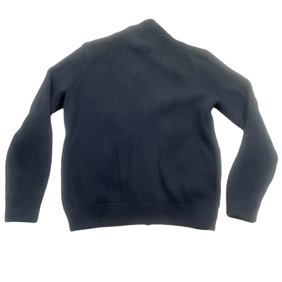 Vince XL Mens Navy Sweater Full Zip Reverse Zip Cotton Leather Trim - Picture 6 of 6